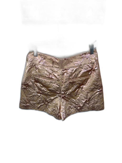 Alice & Olivia Size 6 Rose Gold Polyester Blend jaquard Flowers Metallic Shorts Rose Gold / 6