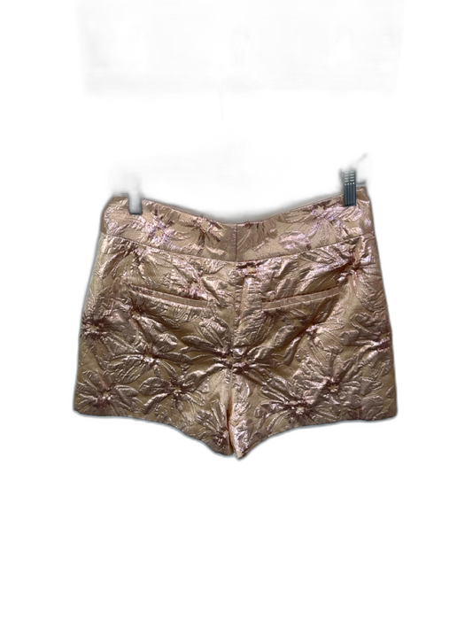 Alice & Olivia Size 6 Rose Gold Polyester Blend jaquard Flowers Metallic Shorts Rose Gold / 6