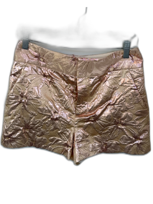 Alice & Olivia Size 6 Rose Gold Polyester Blend jaquard Flowers Metallic Shorts Rose Gold / 6