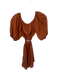 Faithful The Brand Size 2 Rust Linen Long Balloon Sleeve Side Cut Outs Dress Rust / 2