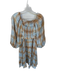 Show Me Your Mumu Size XS Blue & Brown Rayon Long Balloon Sleeve Plaid Skirt Set Blue & Brown / XS