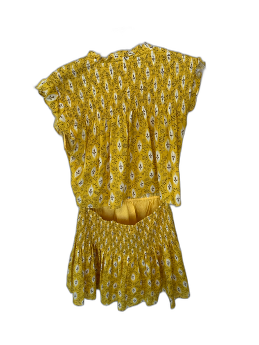 Veronica Beard Size 2 Yellow & Brown Cotton Sleeveless Flowers Open Back Dress Yellow & Brown / 2