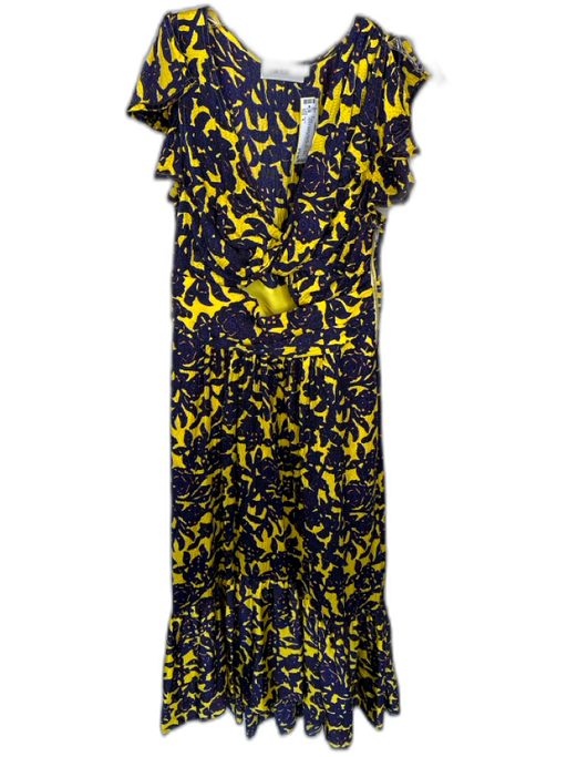 A.L.C. Size 4 Yellow & Purple Polyester Sleeveless Flowers Side Zip Dress Yellow & Purple / 4