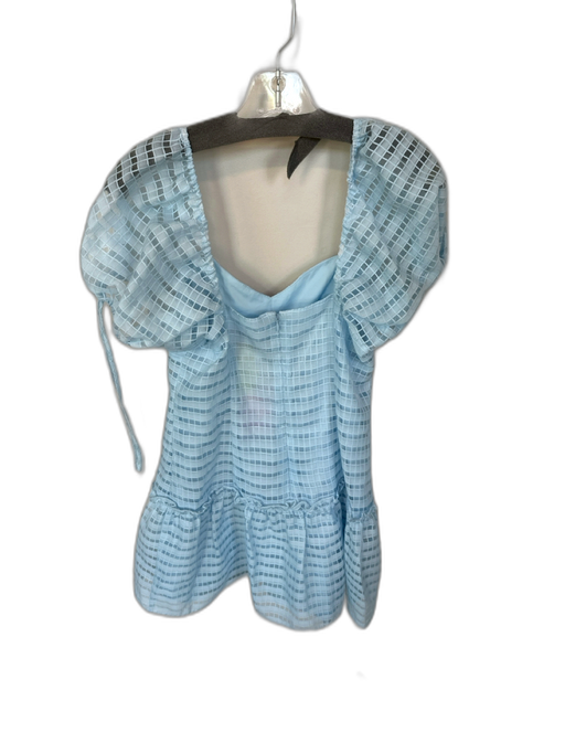 Amanda Uprichard Size M Baby Blue Polyester Short Balloon Sleeve Grid Dress Baby Blue / M