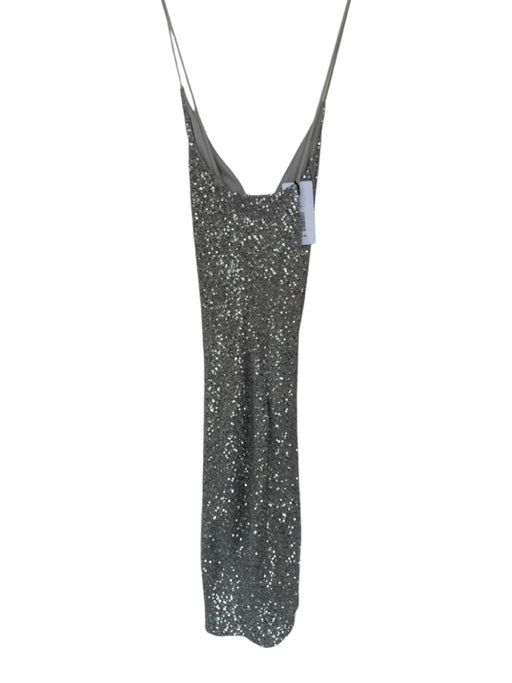 One 33 Social Size 4 Silver Sequin Spaghetti Strap Gown Silver / 4