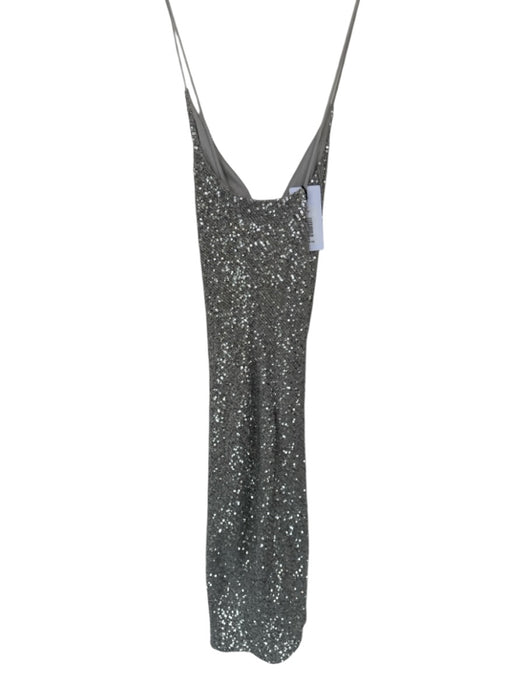 One 33 Social Size 4 Silver Sequin Spaghetti Strap Gown Silver / 4