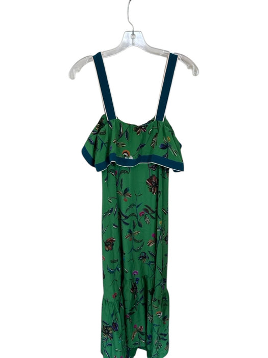 Derek Lam 10 Crosby Size 2 Green & Blue Silk Sleeveless Botanical Midi Dress Green & Blue / 2