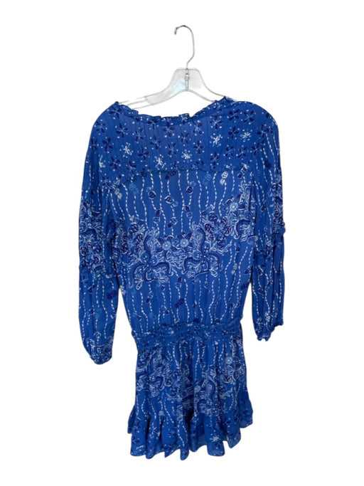 Poupette St. Barth Size S Blue & Purple Viscose Long Balloon Sleeve Dress Blue & Purple / S