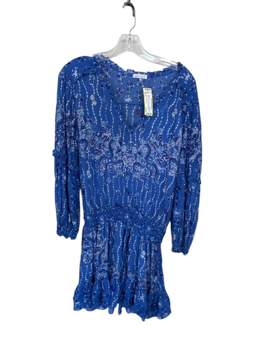 Poupette St. Barth Size S Blue & Purple Viscose Long Balloon Sleeve Dress Blue & Purple / S