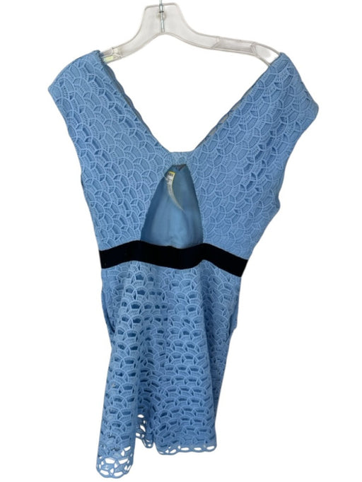 Sandro Size Est M Blue & Black Viscose Blend Sleeveless Lace Back Zip Romper Blue & Black / Est M