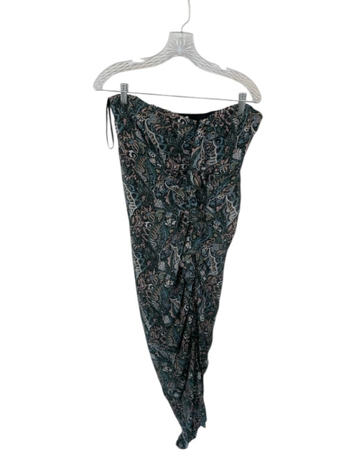 Veronica Beard Size 8 Green & Peach Silk Strapless Botanical Gathered Gown Green & Peach / 8
