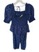 Hill House Size XS Navy & Silver Lycocell Short Balloon Sleeve smocked Pant Set Navy & Silver / XS