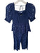 Hill House Size XS Navy & Silver Lycocell Short Balloon Sleeve smocked Pant Set Navy & Silver / XS