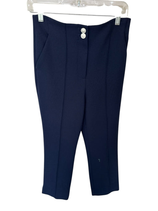 Veronica Beard Size 4 Navy Polyester Blend High Waist Front Pleat Trouser Pants Navy / 4