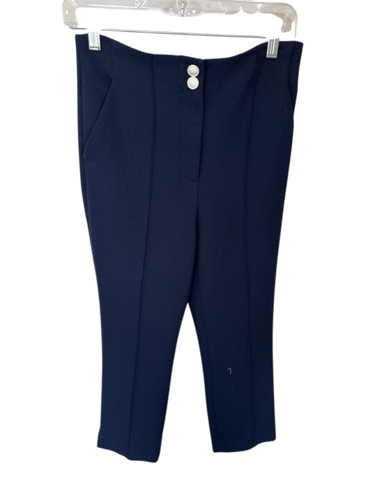 Veronica Beard Size 4 Navy Polyester Blend High Waist Front Pleat Trouser Pants Navy / 4