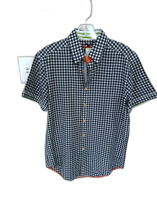 Robert Graham Size M Navy & White Polyester Blend Checkered Button Down Shirt Navy & White / M