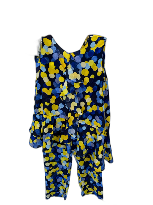 Carolina Herrera Size 2 Navy & Yellow Silk Sleeveless Polka Dot Pant Set Navy & Yellow / 2
