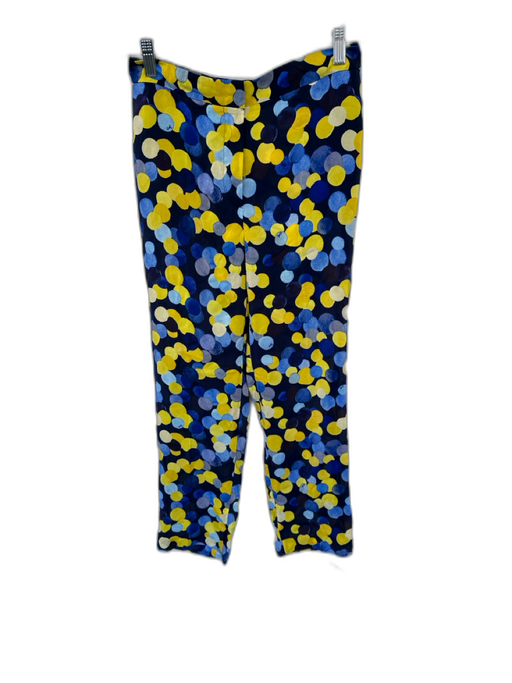 Carolina Herrera Size 2 Navy & Yellow Silk Sleeveless Polka Dot Pant Set Navy & Yellow / 2