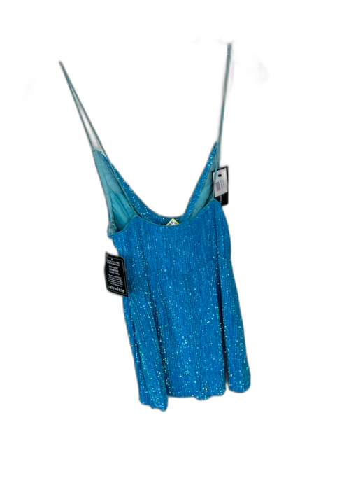 Retrofete Size XXS Aqua Sequin Spaghetti Strap Cowl Neck Mini Dress Aqua / XXS