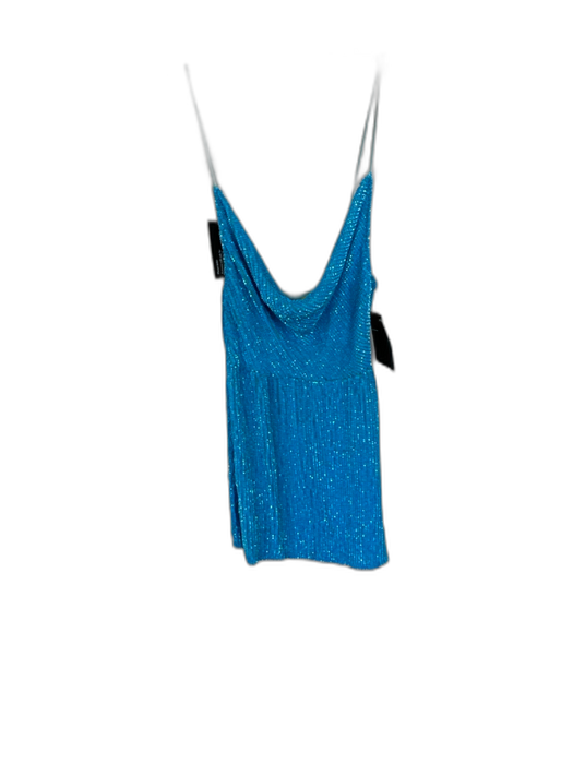 Retrofete Size XXS Aqua Sequin Spaghetti Strap Cowl Neck Mini Dress Aqua / XXS