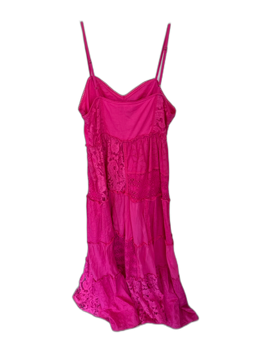 Bhanuni by Jyoti Size L Magenta Cotton Spaghetti Strap Lace Overlay Maxi Dress Magenta / L