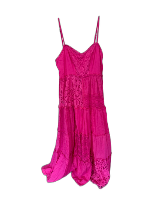 Bhanuni by Jyoti Size L Magenta Cotton Spaghetti Strap Lace Overlay Maxi Dress Magenta / L