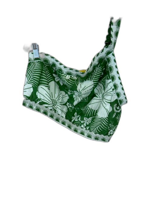 Farm Rio Size M Green & Light Blue Cotton One Shoulder Tropical Cropped Top Green & Light Blue / M