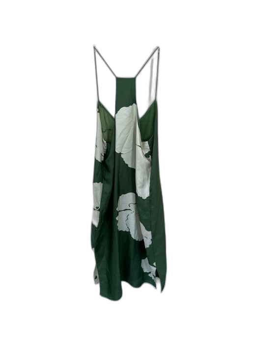 Tibi Size 0 Green & Gray Silk Spaghetti Strap Flower Midi Dress Green & Gray / 0