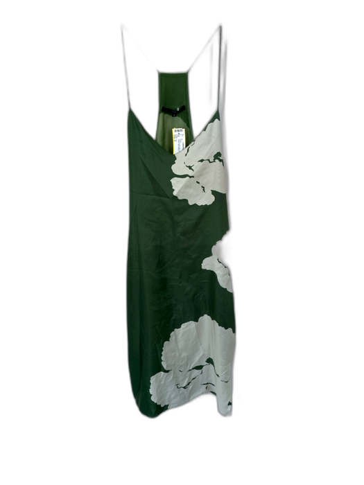 Tibi Size 0 Green & Gray Silk Spaghetti Strap Flower Midi Dress Green & Gray / 0