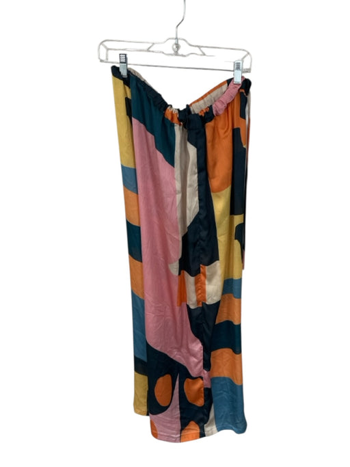 Fe Noel Size L Pink & Orange Viscose Drawstring Waist Shapes Wide Leg Pants Pink & Orange / L