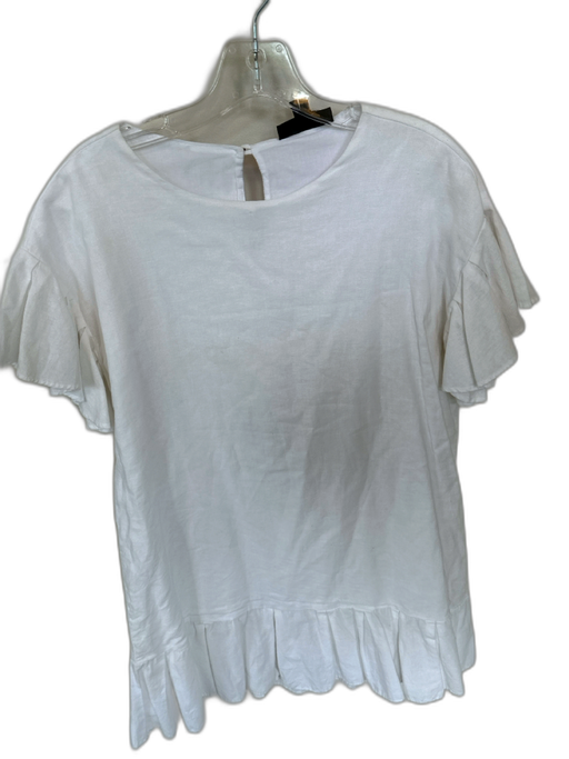 Nicole Miller Size S White Ramie & Cotton Flutter Sleeves Drop Waist Dress White / S