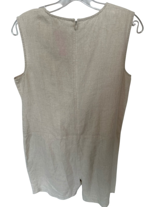Eileen Fisher Size S Oatmeal Linen Sleeveless Front Pockets Romper Oatmeal / S