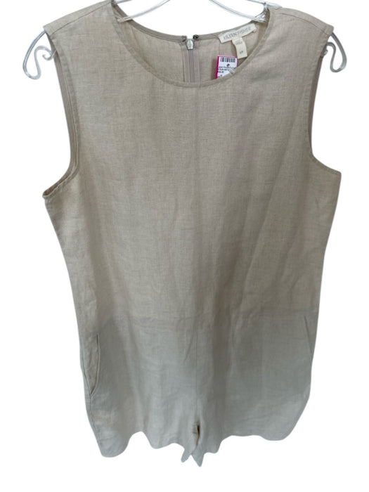 Eileen Fisher Size S Oatmeal Linen Sleeveless Front Pockets Romper Oatmeal / S