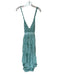Ro's Garden Size M Teal & White Cotton Rope Strap Block Print Maxi Dress Teal & White / M