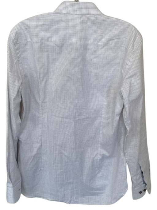 Hammer Made Size 15 White & Brown Cotton Grid Button Down Men's Shirt White & Brown / 15