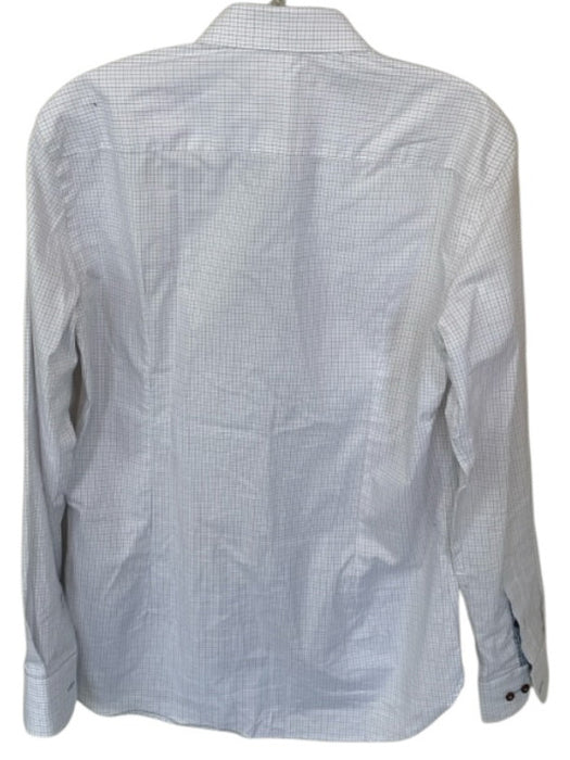 Hammer Made Size 15 White & Brown Cotton Grid Button Down Men's Shirt White & Brown / 15
