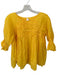 Merlette Size XS Yellow Cotton 3/4 Sleeve Pleat Detail Top Yellow / XS