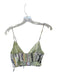 Mariacher Size M Green & Tan Cotton Spaghetti Strap Aztec Cropped Top Green & Tan / M