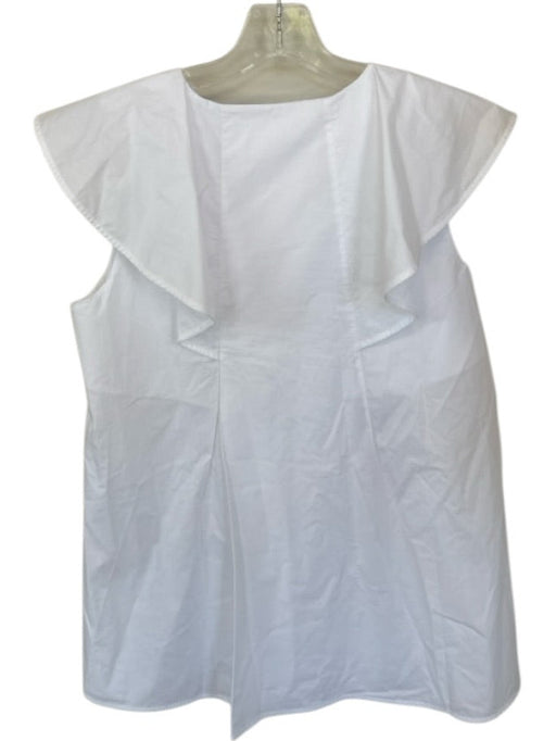 Meimeij Size 40 White Cotton Sleeveless Ruffle Collar Top White / 40