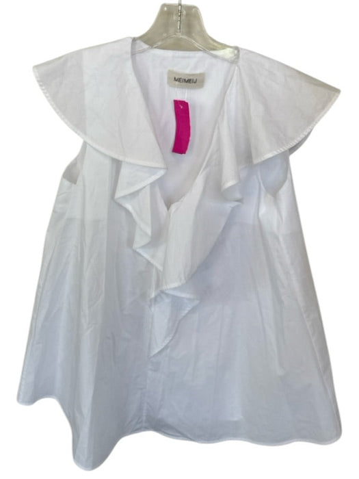 Meimeij Size 40 White Cotton Sleeveless Ruffle Collar Top White / 40