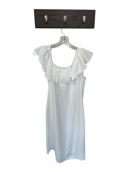Trina Turk Size 8 White Polyester Off Shoulder Side Zip Dress White / 8