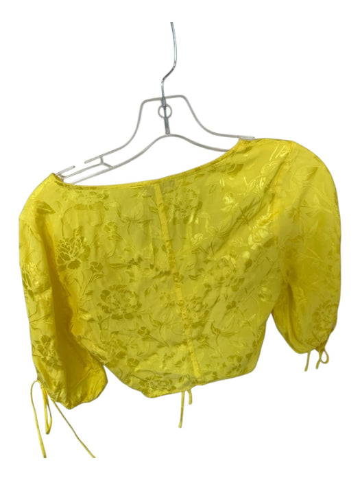 Staud Size XS Yellow Viscose Blend 3/4 Balloon Sleeve Jaquard Cropped Top Yellow / XS