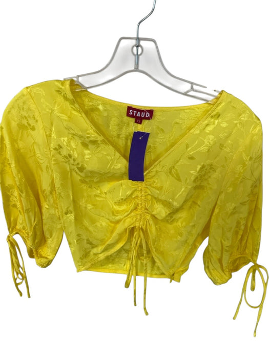 Staud Size XS Yellow Viscose Blend 3/4 Balloon Sleeve Jaquard Cropped Top Yellow / XS