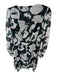 The Kooples Size 3/L Green & Black Polyester Long Sleeve Flowers Dress Green & Black / 3/L