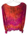 Mij by Michelle Jonas Size S Orange & Pink Silk Long Bell Sleeve Tie Dye Top Orange & Pink / S