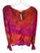 Mij by Michelle Jonas Size S Orange & Pink Silk Long Bell Sleeve Tie Dye Top Orange & Pink / S