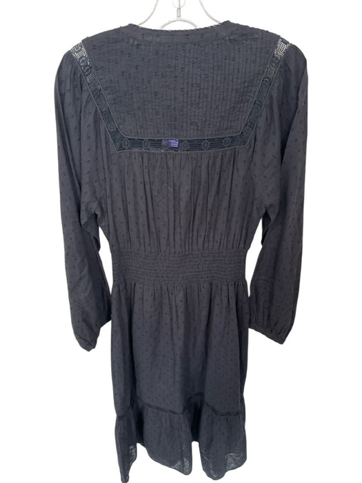 Cleobella Size XS Black Cotton Long Sleeve Swiss Dot Smocked Waist Maxi Dress Black / XS