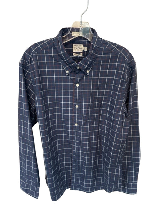 J. Crew NWT Size L Navy & Red Cotton Grid Button Down Men's Shirt Navy & Red / L