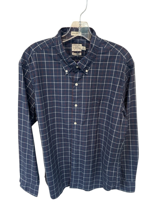 J. Crew NWT Size L Navy & Red Cotton Grid Button Down Men's Shirt Navy & Red / L