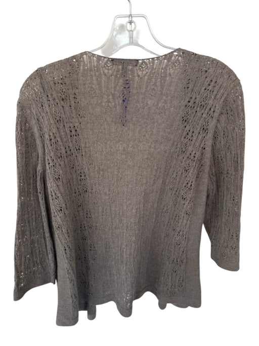 Eileen Fisher Size M Gray Cotton Long Sleeve Loose Knit Open Front Sweater Gray / M